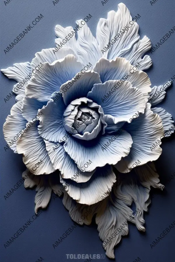 Elegant floral sculpture in blue and white.