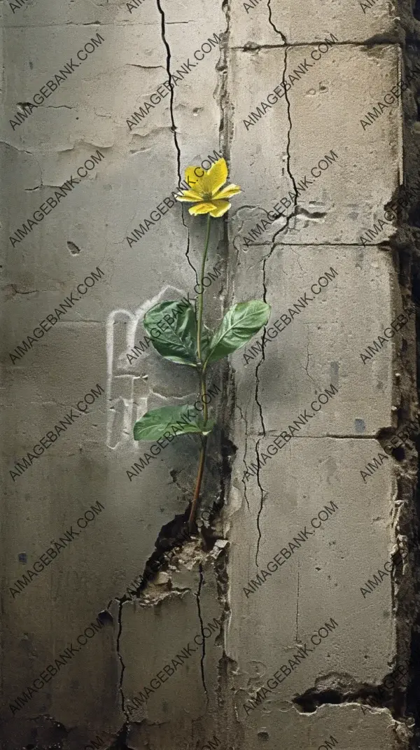 Renewal of Life: Delicate Bud Emerges from a Crack