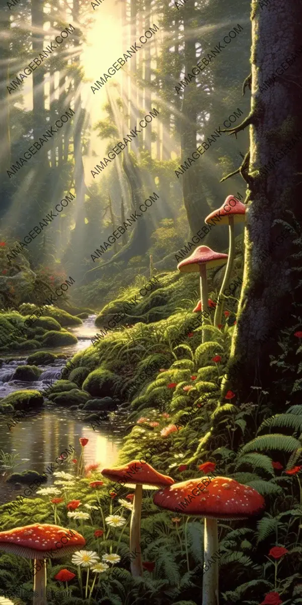 Una splendida foresta con raggi di sole luminosi, ispirata a Ted Nasmith