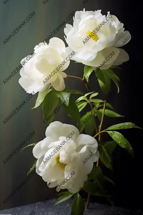 Sunny Serenity: White Paeonia Lactiflora in the Radiance of the Sun