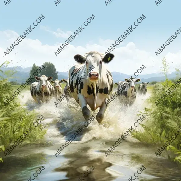 Snapshot of Agriculture: Realistic Photo Showcasing a Bustling Dairy Farm