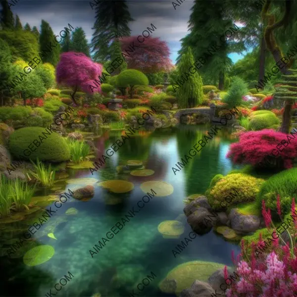 Picturesque Garden by the Lake