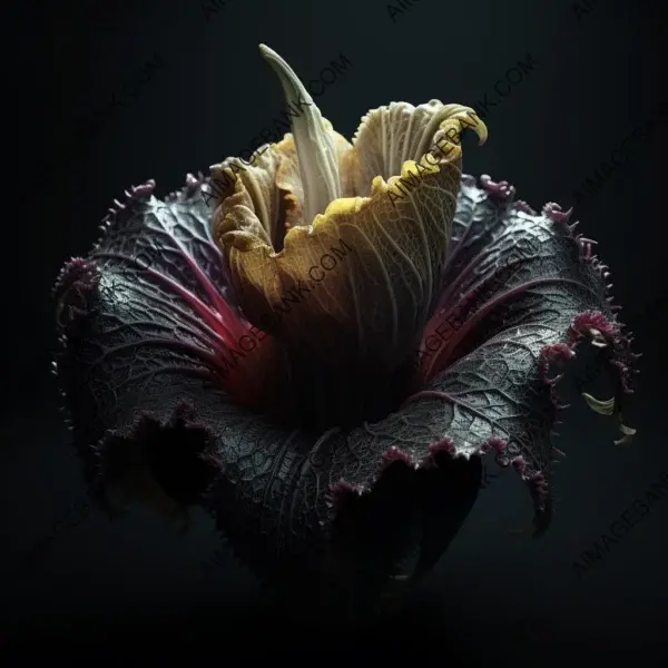 Ethereal and Intricate Beauty of Floral Corpse Flower Against Black Background