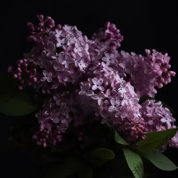 Beauty of Lilac Flowers Against Black Background