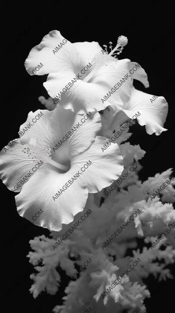 Extreme close-up of a hibiscus in solarized infrared inverse