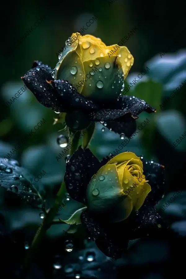 Photo showcasing three green roses with water droplets