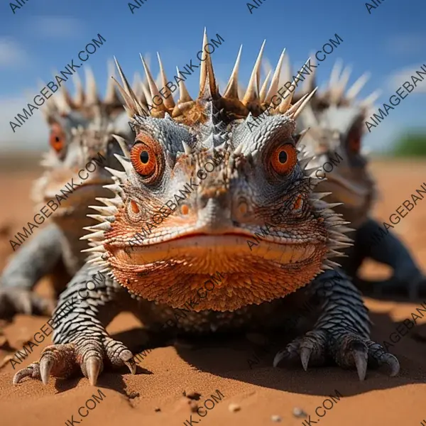 Spiky horned lizard&#8217;s armor: defense, art.