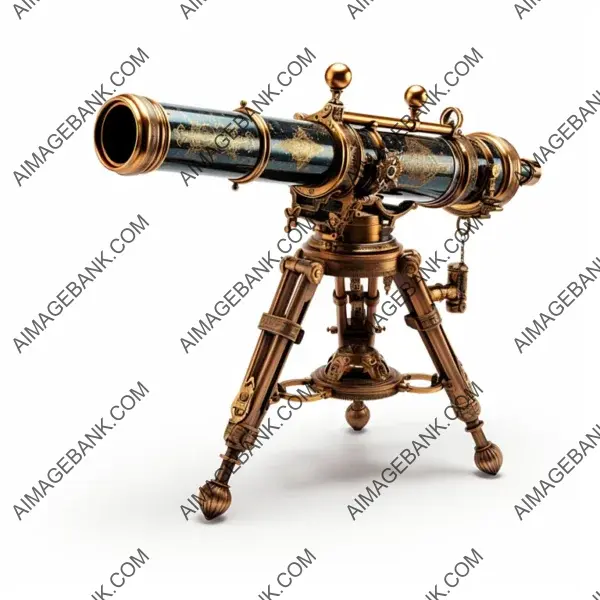 Antique brass telescope: commands attention, stargazing invitation.