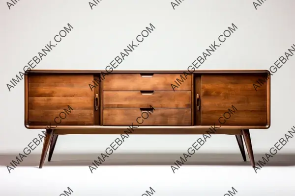 Sideboard&#8217;s structure: wood and metal harmony.