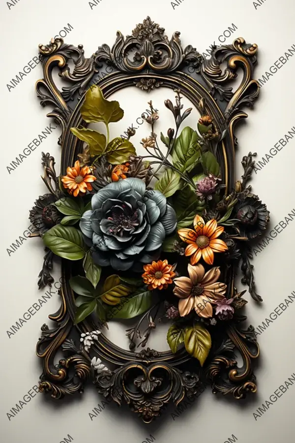 Stark Elegance: Ornate 3D Frame.