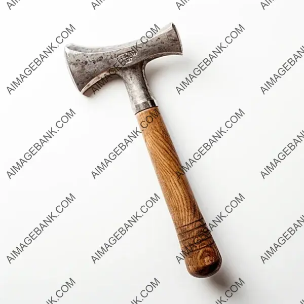 Bird&#8217;s-eye shot capturing the design of a hammer against a white background.