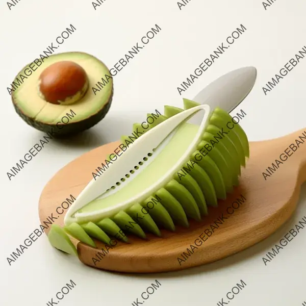 Top-down perspective showcasing the design of a handy avocado slicer.