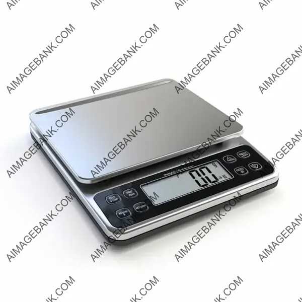 Bird&#8217;s-eye view showcasing a kitchen scale against a white background.