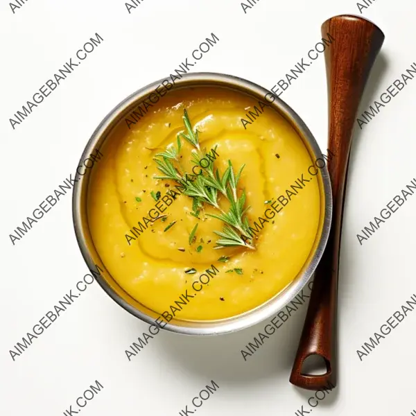 Clear view from above of a ladle against a pure white background.