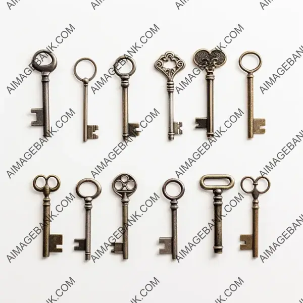 Overhead shot of a set of keys against a white background.