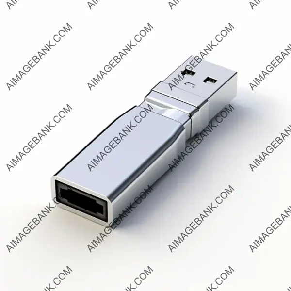 Overhead shot of a USB flash drive against a white background.