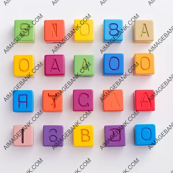 Overhead shot of a colorful set of alphabet blocks.