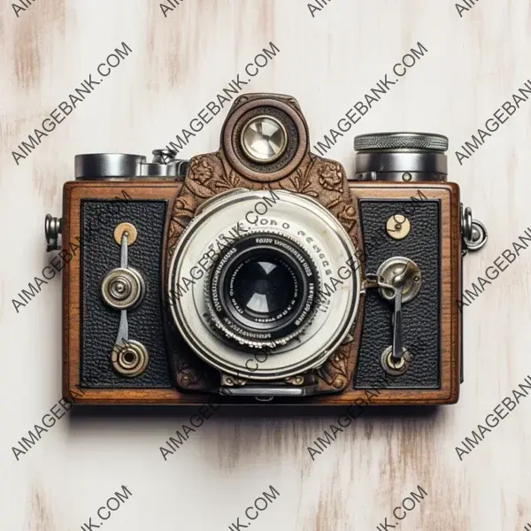 Bird&#8217;s-eye view of a classic antique camera.