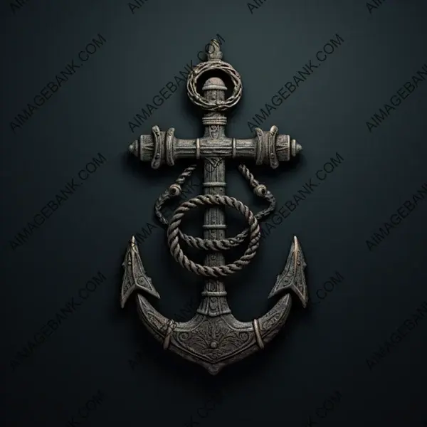 Clear view from above of a traditional anchor against a plain background.