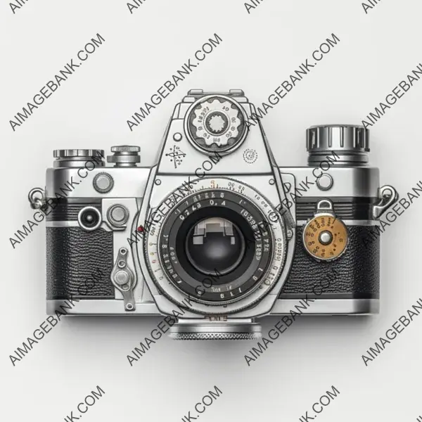 Bird&#8217;s-eye view showcasing a vintage camera in a pristine condition.