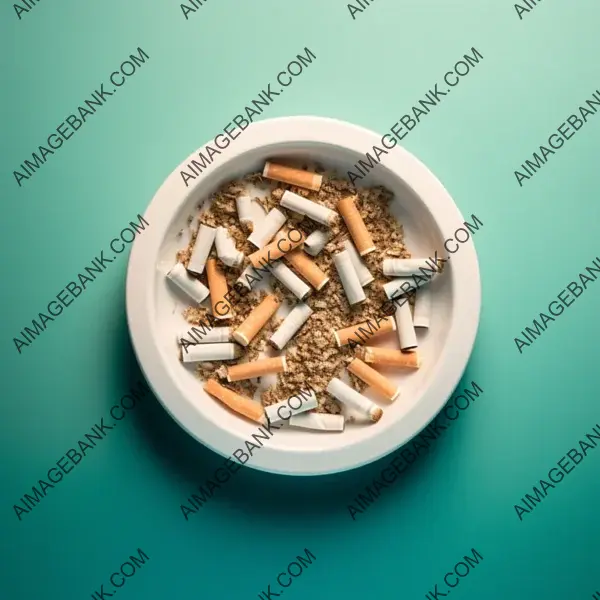 Clear top view of a clean ashtray with cigarette butts.