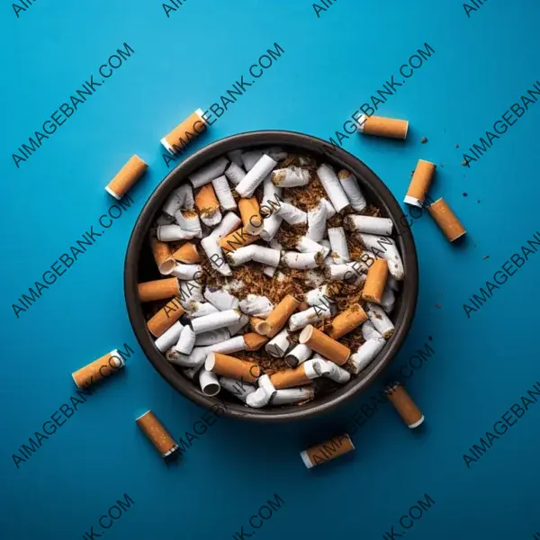 Top-down perspective capturing the design of a clean ashtray with cigarette butts.