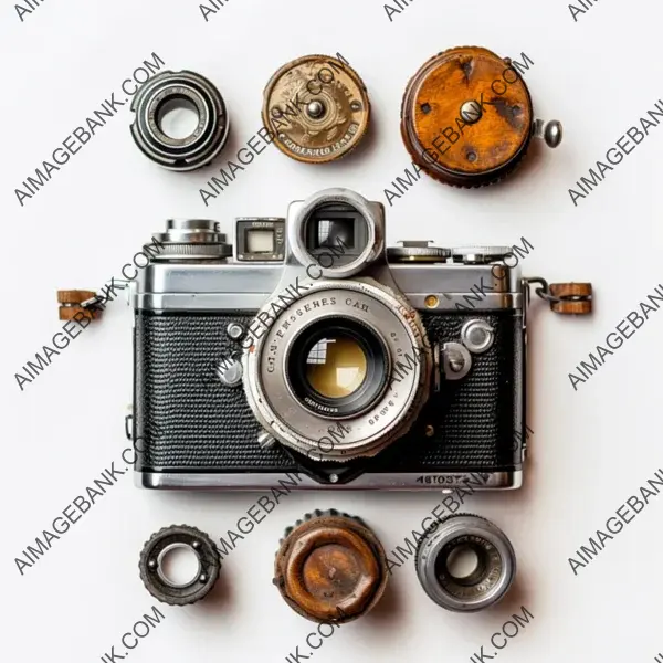 Vintage charm of an antique camera captured from above.