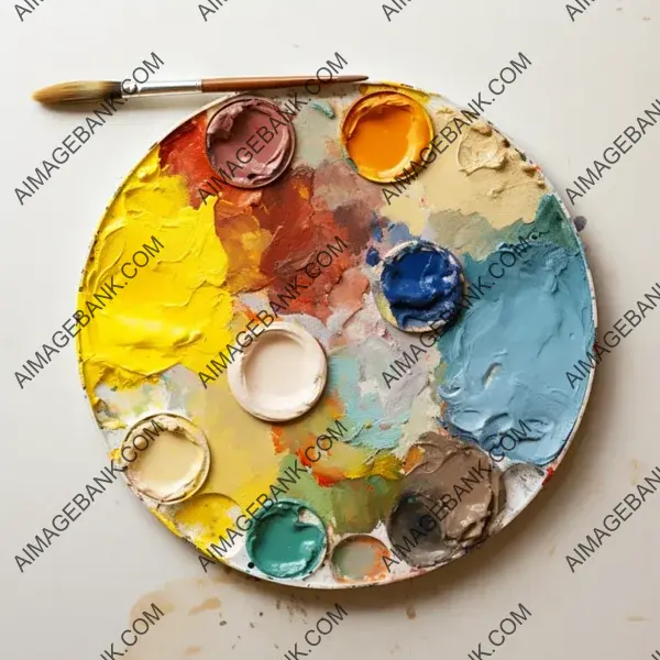 Top-down view of a pale artists palette.