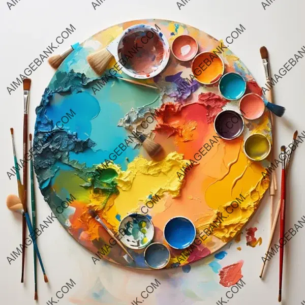 A clear view from above of a pale artists palette.