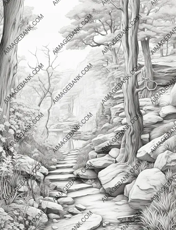 Artistic pencil sketch capturing a peaceful spot for relaxation.