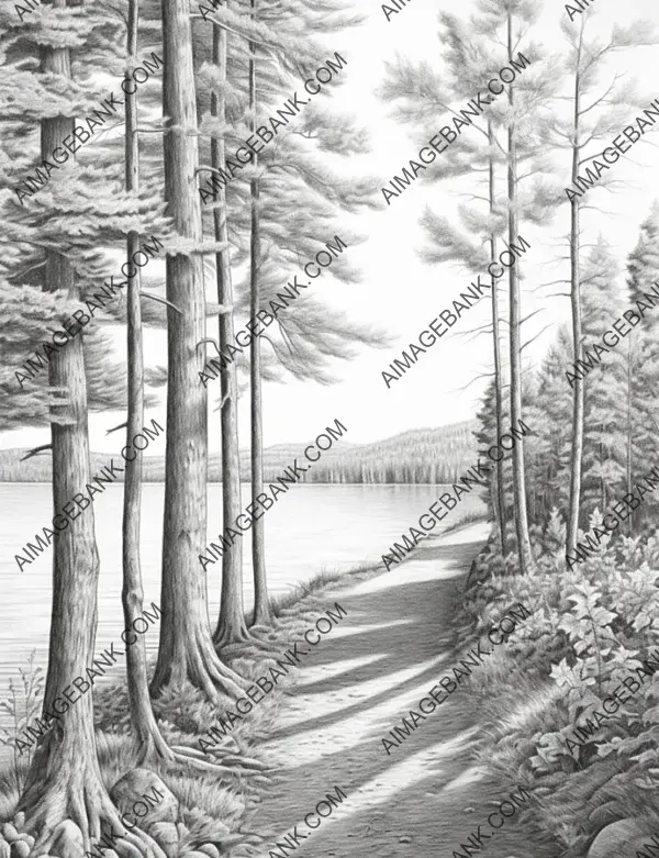 Detailed pencil drawing outlining a tranquil place to unwind.