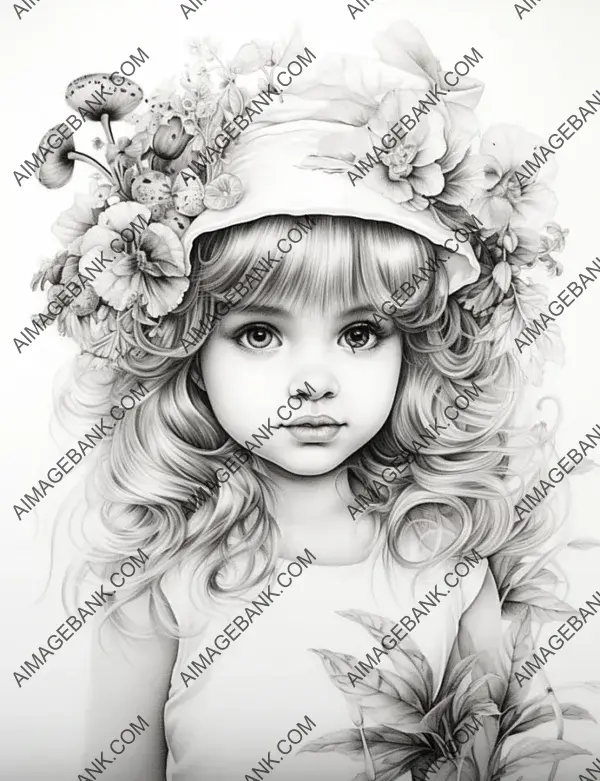 Heartfelt sketch outlining the charm and beauty of a little darling.