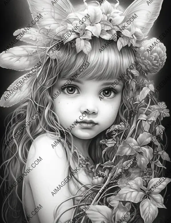 Artistic pencil drawing showcasing the affectionate aura of a young child.