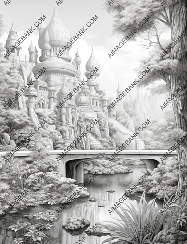 Intricate fairyland scene showcasing the ethereal beauty and fantasy of a magical land.