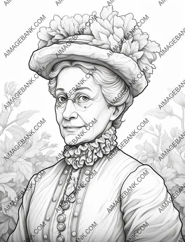 Timeless affection: Grayscale coloring page captures the essence of a grandmother&#8217;s love.