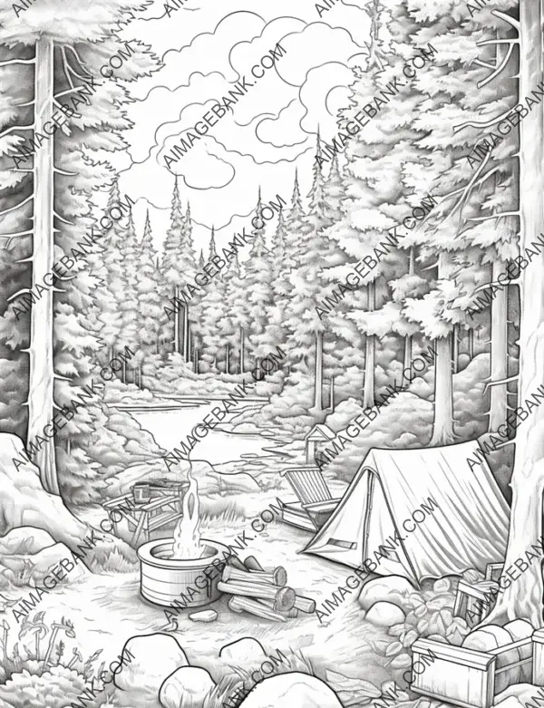 Artful portrayal of an outdoor nature camping scene.