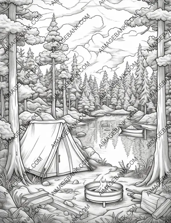 Detailed illustration capturing the essence of an outdoor camping scene.