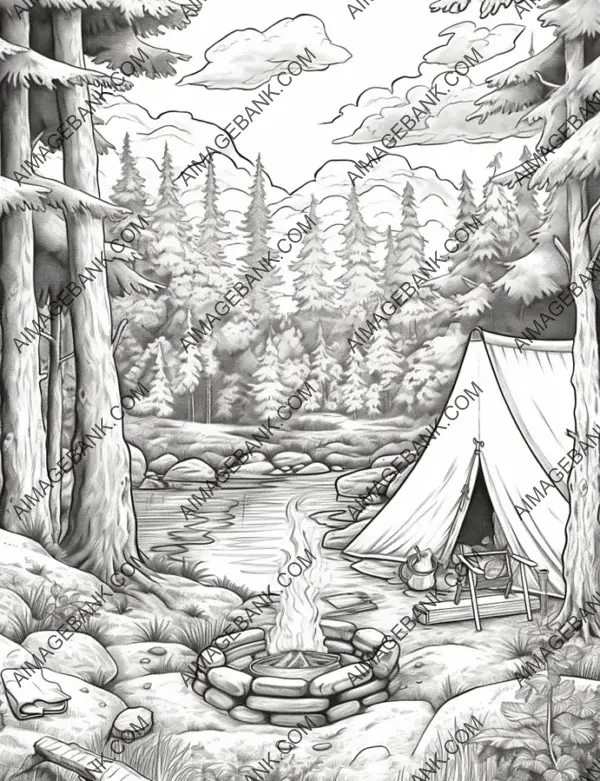 Inviting outdoor camping scene depicted through an artistic lens.