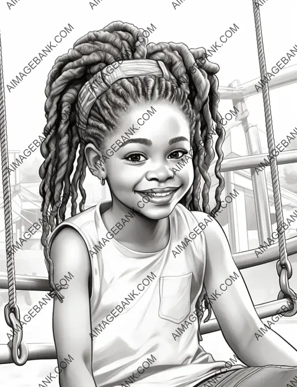 Energetic portrayal of a 9-year-old Afro-American girl proudly displaying her cornrow hair.