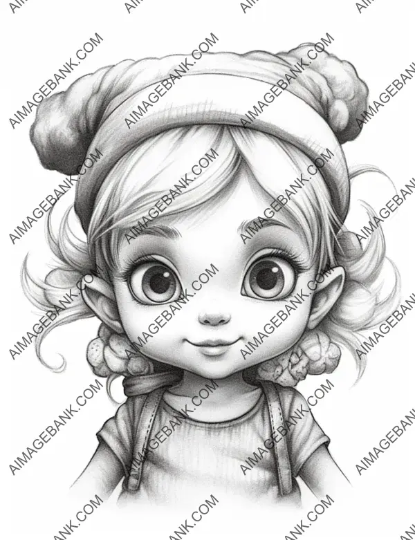 Vibrant pencil illustration of girl baby gnomes, perfect for coloring enthusiasts.