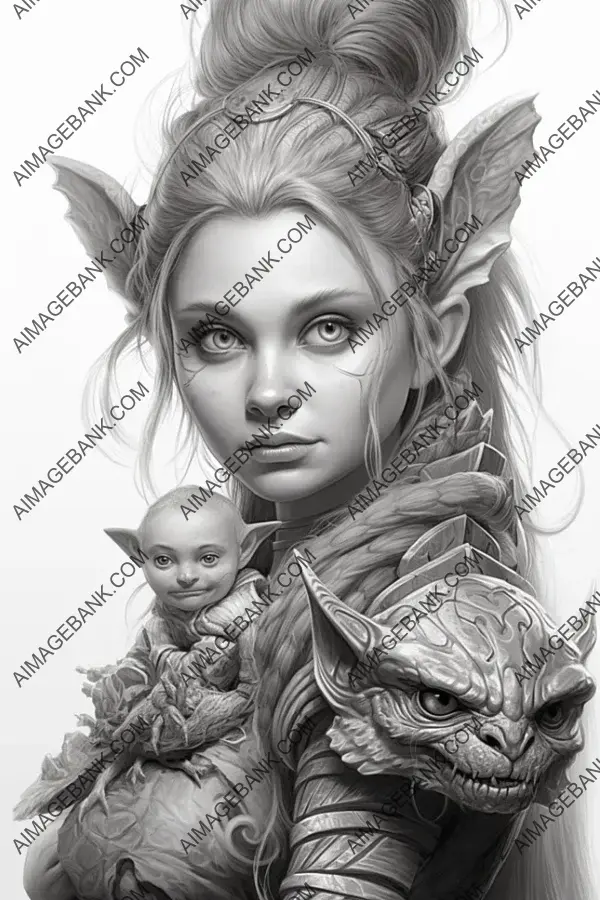 Captivating graphite portrait of an elven character, evoking a sense of wonder and enchantment.