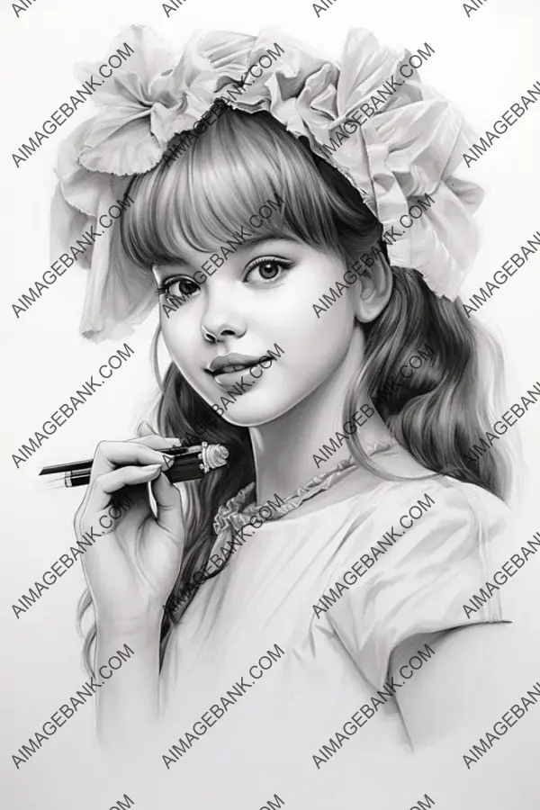 Exquisitely detailed pencil illustration showcasing a glamorous girl.