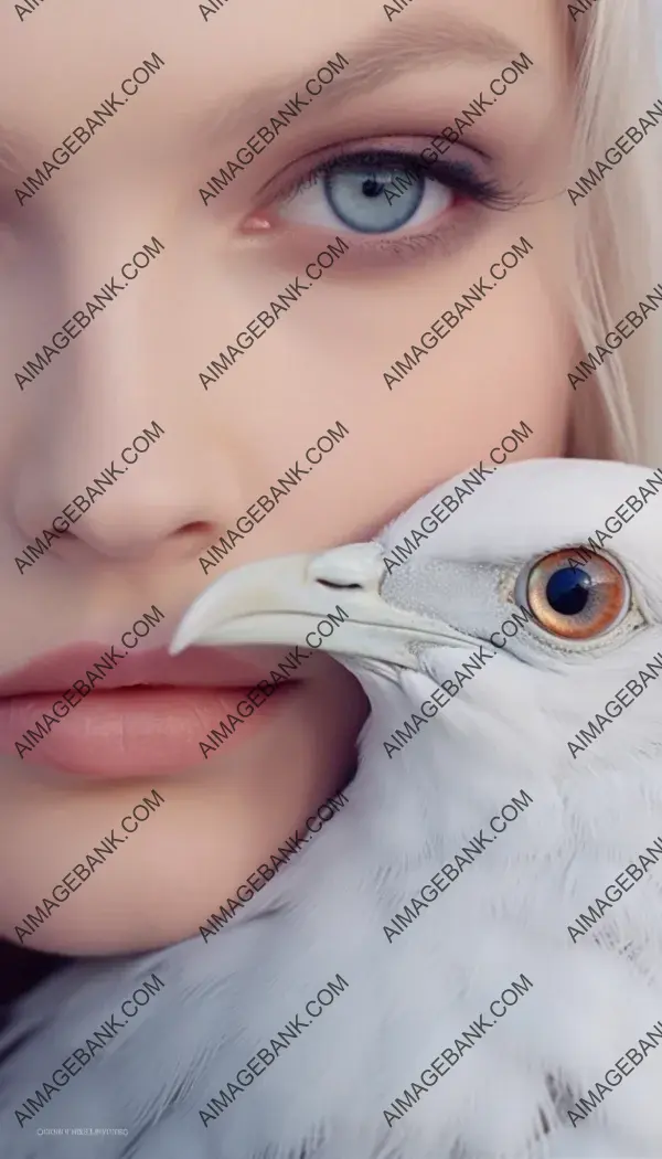 Avian-inspired surrealism: Vibrant close-up of a captivating face.