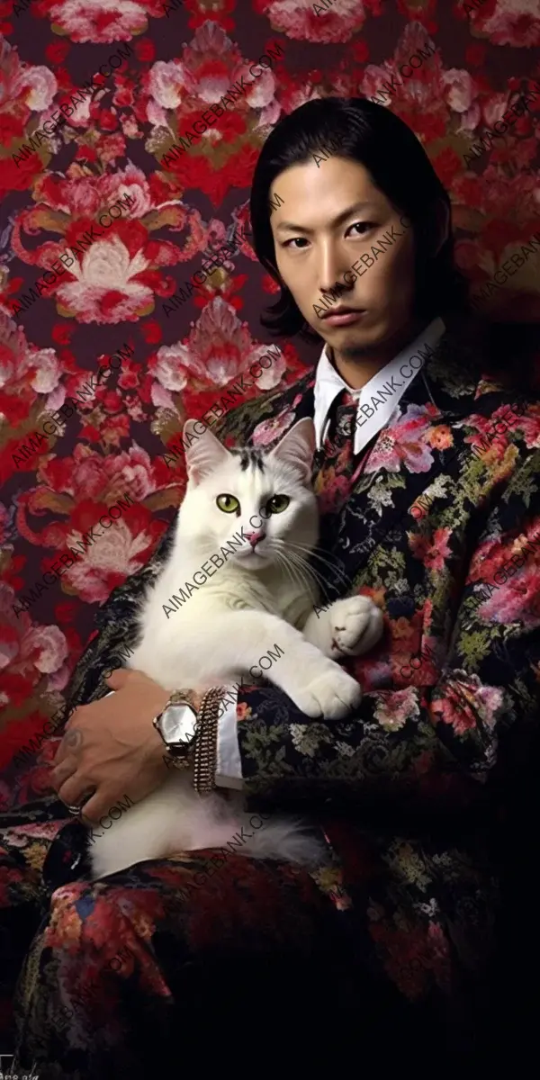 Feline Elegance: Stunning Realistic Photo Cat-Style Yakuza Portrait