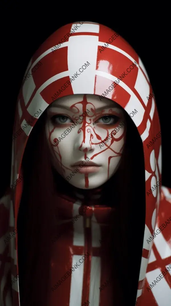 Elegant Transformation: Futuristic Japanese Face Painting in Porcelain Style