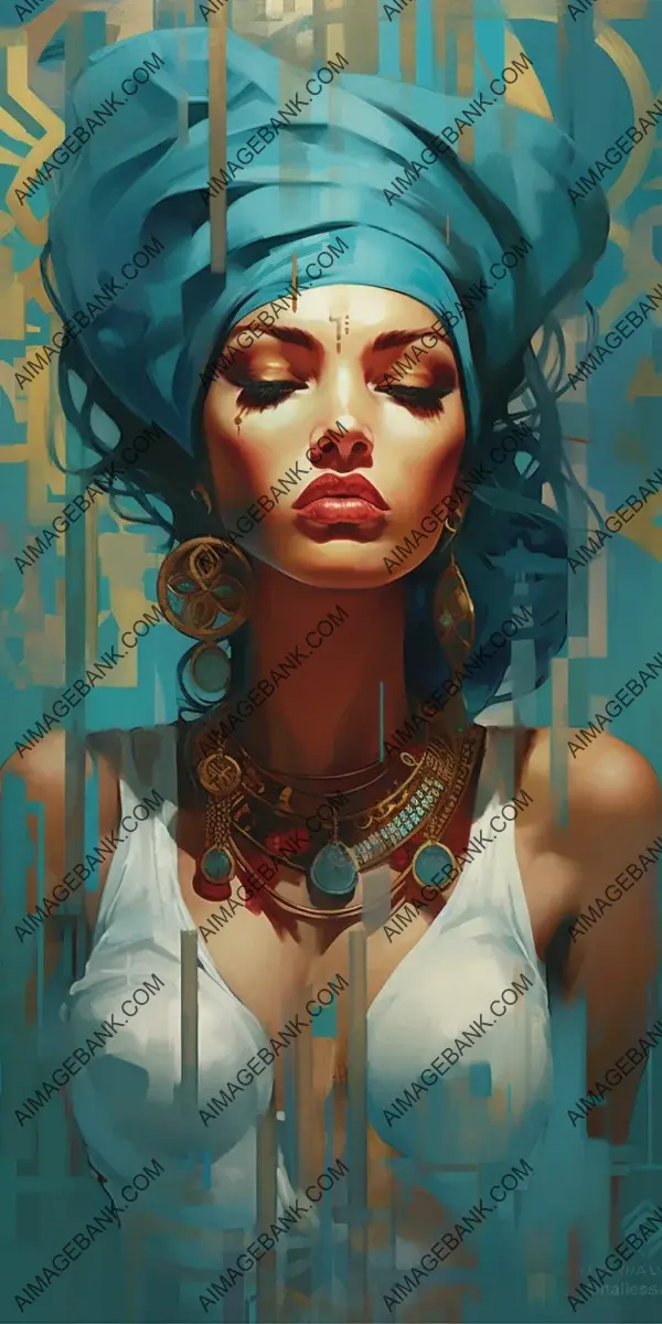 Captivating Elegance: A Painted Portrait Showcasing Hauntingly Beautiful Facial Features