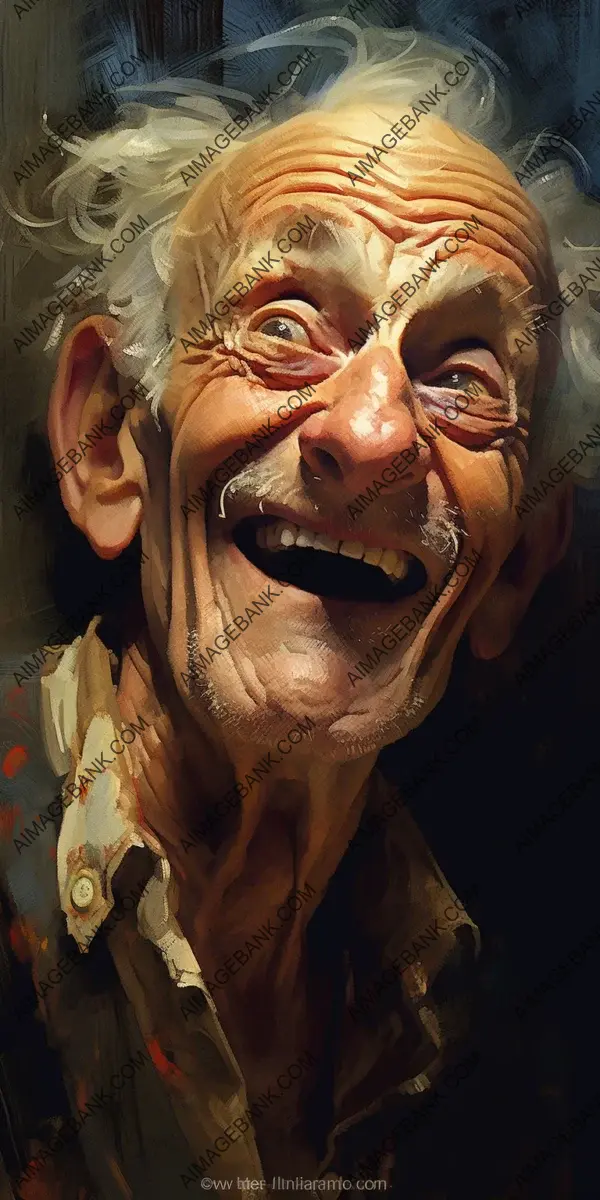 Captivating and wicked smile of an angry old man playing peek-a-boo