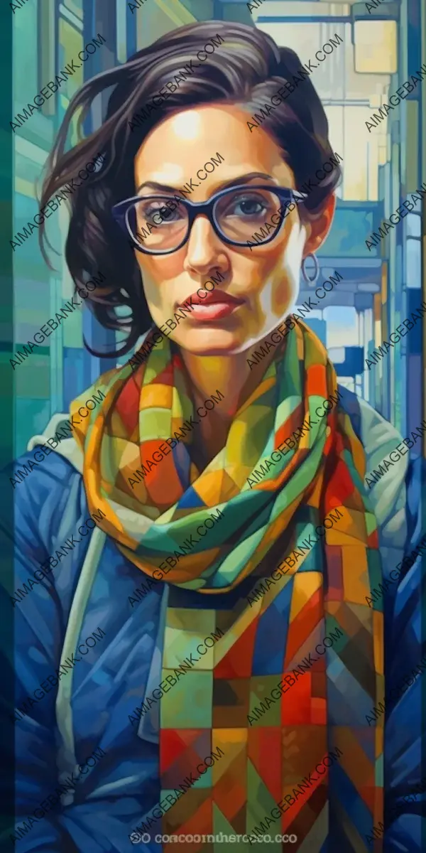 Spectacles of Style: A Woman Wearing Glasses and a Colorful Scarf