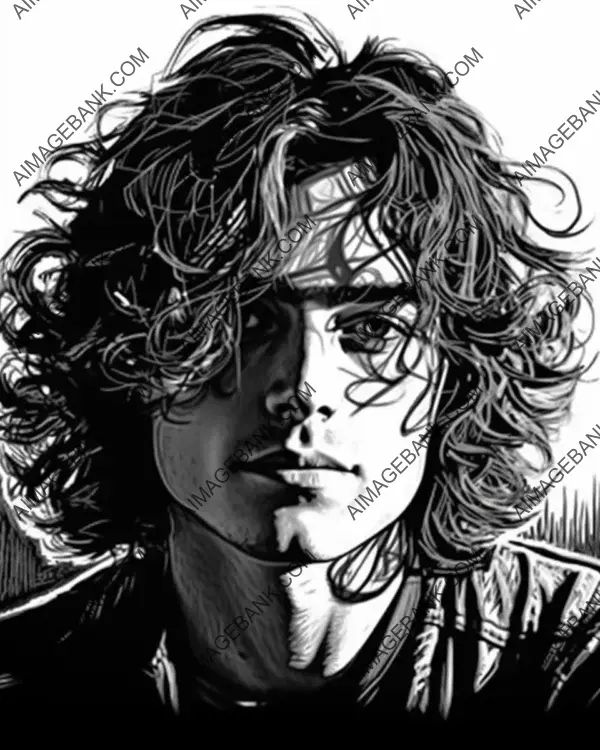 Beautiful Man Captured in Black and White Coloring Page