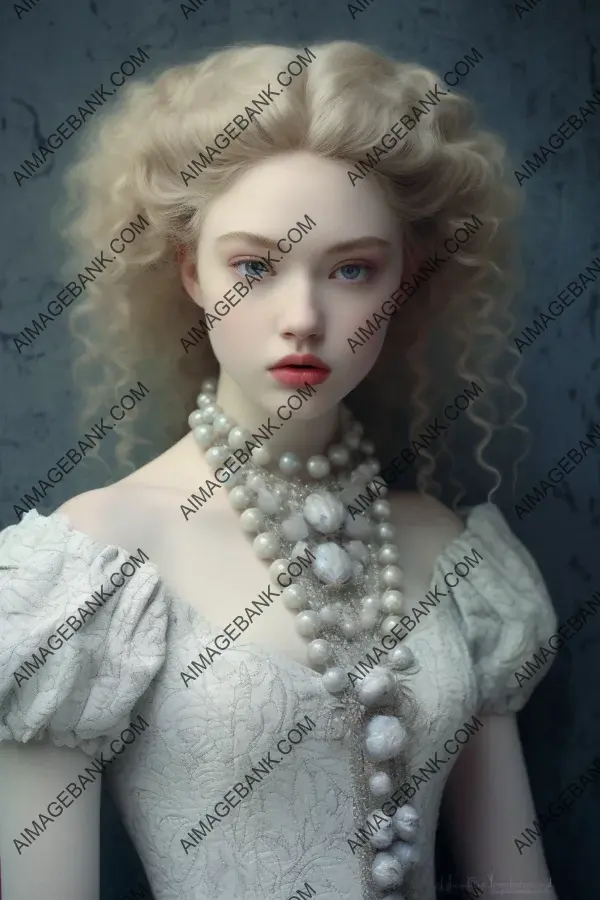 Captivating Portrait of a Young Girl: Powder Blue Attire and Polished Porcelain Skin